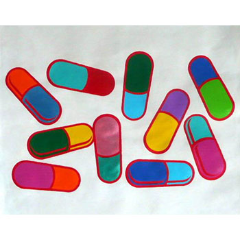 10 pills – Acrylic on Paper 34.5 x 49cm